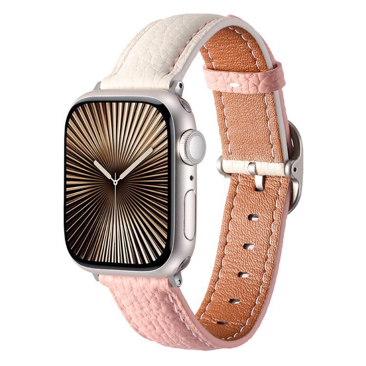 スクエアバックル ライチテクスチャ 本革 ウォッチバンド、Apple Watch 46mm / 49mm / 45mm / 44mm 用、Apple Watch 42mm / 41mm / 40mm / 38mm 用