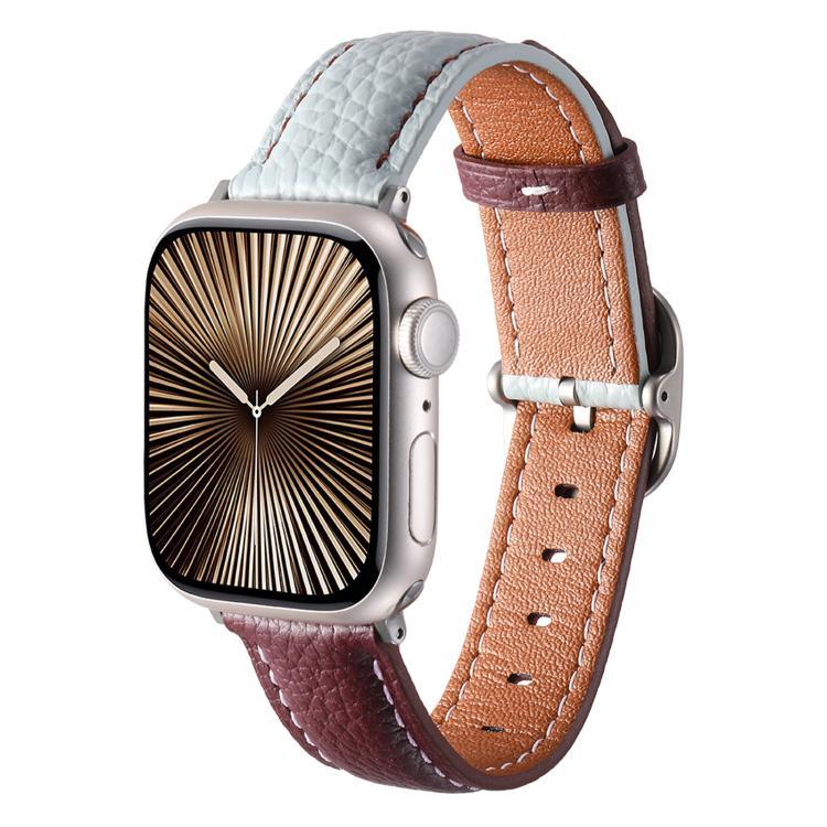 スクエアバックル ライチテクスチャ 本革 ウォッチバンド、Apple Watch 46mm / 49mm / 45mm / 44mm 用、Apple Watch 42mm / 41mm / 40mm / 38mm 用
