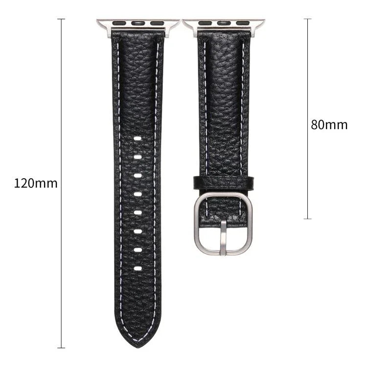スクエアバックル ライチテクスチャ 本革 ウォッチバンド、Apple Watch 46mm / 49mm / 45mm / 44mm 用、Apple Watch 42mm / 41mm / 40mm / 38mm 用