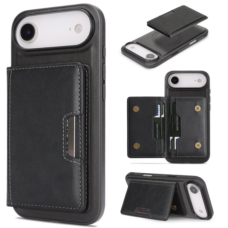 Kalebol 強力 MagSafe 磁気 二つ折りカードバッグ レザー電話ケース、iPhone 17 Pro Max 用、iPhone 17 Pro 用、iPhone 17 用、iPhone Air 用