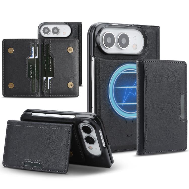 Kalebol 強力 MagSafe 磁気 二つ折りカードバッグ レザー電話ケース、iPhone 17 Pro Max 用、iPhone 17 Pro 用、iPhone 17 用、iPhone Air 用