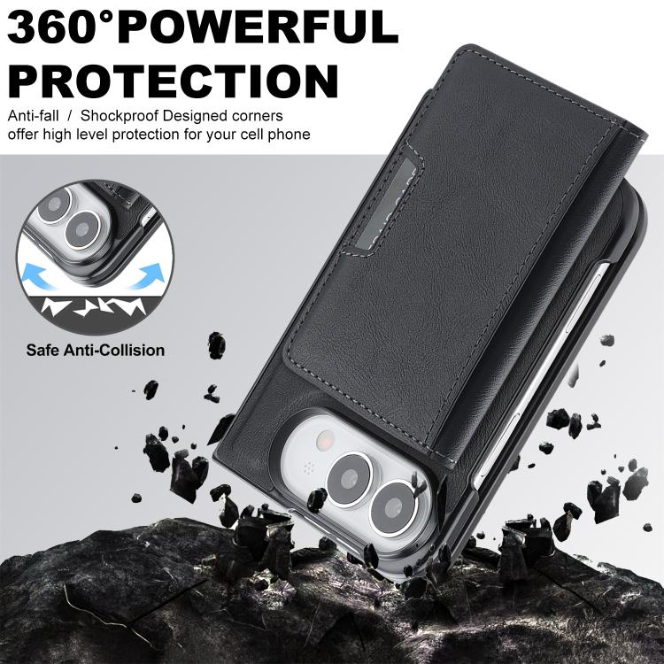 Kalebol 強力 MagSafe 磁気 二つ折りカードバッグ レザー電話ケース、iPhone 17 Pro Max 用、iPhone 17 Pro 用、iPhone 17 用、iPhone Air 用