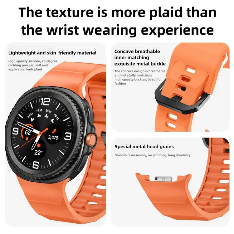 Wave ブラックバックル シリコンウォッチバンド、Samsung Galaxy Watch8 / Watch8 Classic用
