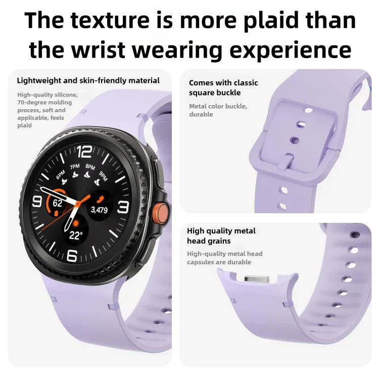 Samsung Galaxy Watch8 / Watch8 Classic用 無地ステッチ入りシリコンウォッチバンド、S、M