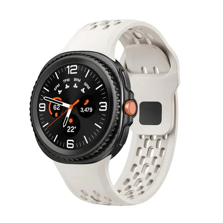 ホールスタイルブラックリバースバックルシリコンウォッチバンド、Samsung Galaxy Watch8 / Watch8 Classic用