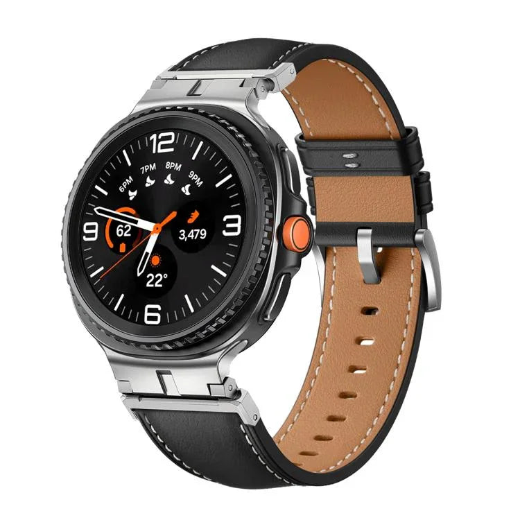 メタルヘッドコネクター本革ウォッチバンド、Samsung Galaxy Watch8 / Watch8 Classic用