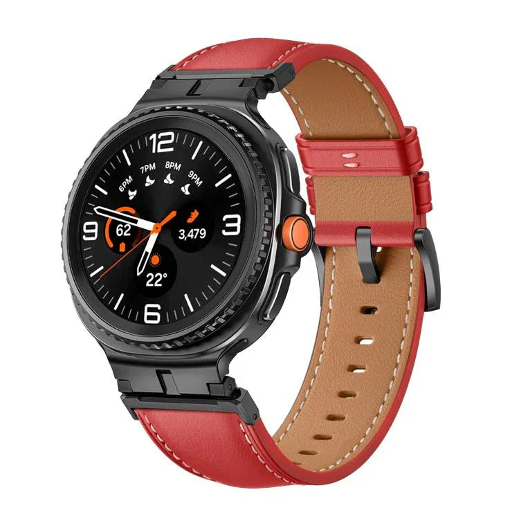 メタルヘッドコネクター本革ウォッチバンド、Samsung Galaxy Watch8 / Watch8 Classic用