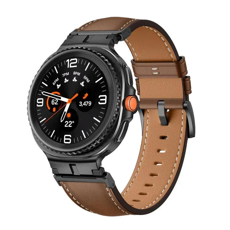メタルヘッドコネクター本革ウォッチバンド、Samsung Galaxy Watch8 / Watch8 Classic用