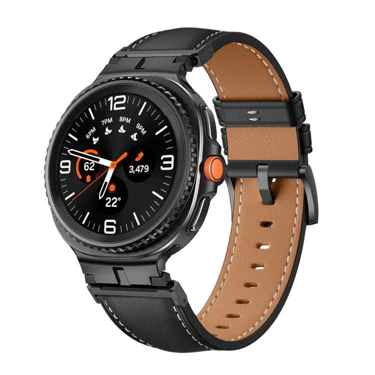 メタルヘッドコネクター本革ウォッチバンド、Samsung Galaxy Watch8 / Watch8 Classic用