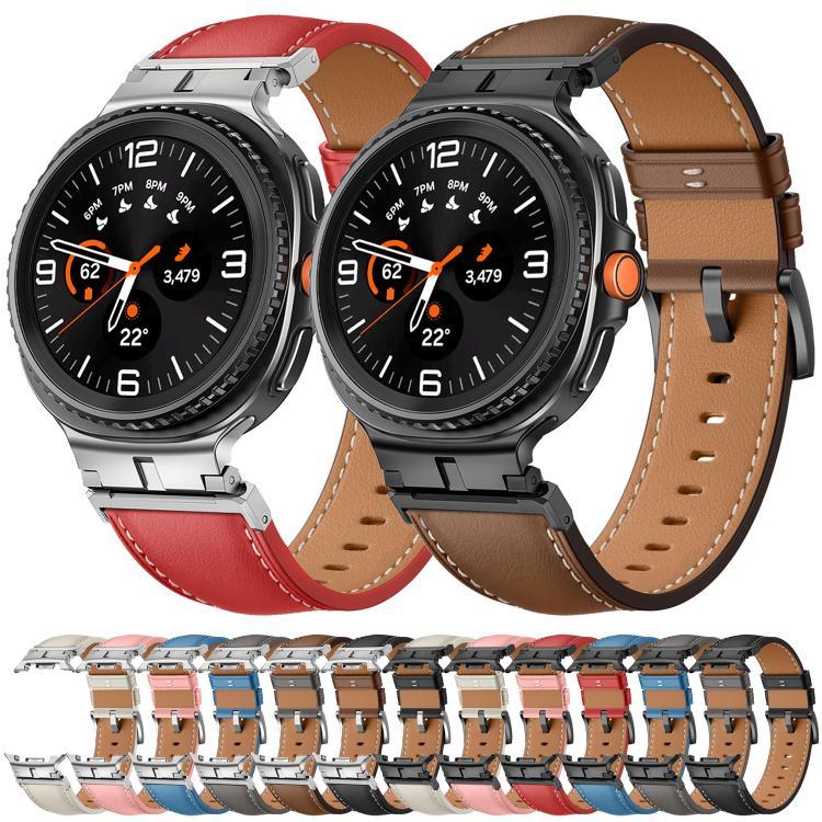 メタルヘッドコネクター本革ウォッチバンド、Samsung Galaxy Watch8 / Watch8 Classic用