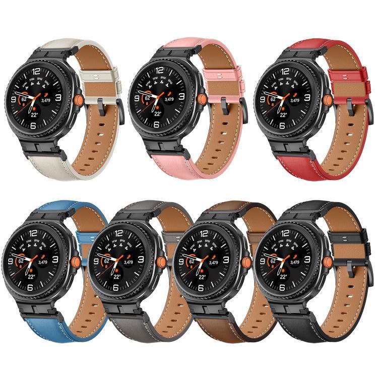 メタルヘッドコネクター本革ウォッチバンド、Samsung Galaxy Watch8 / Watch8 Classic用