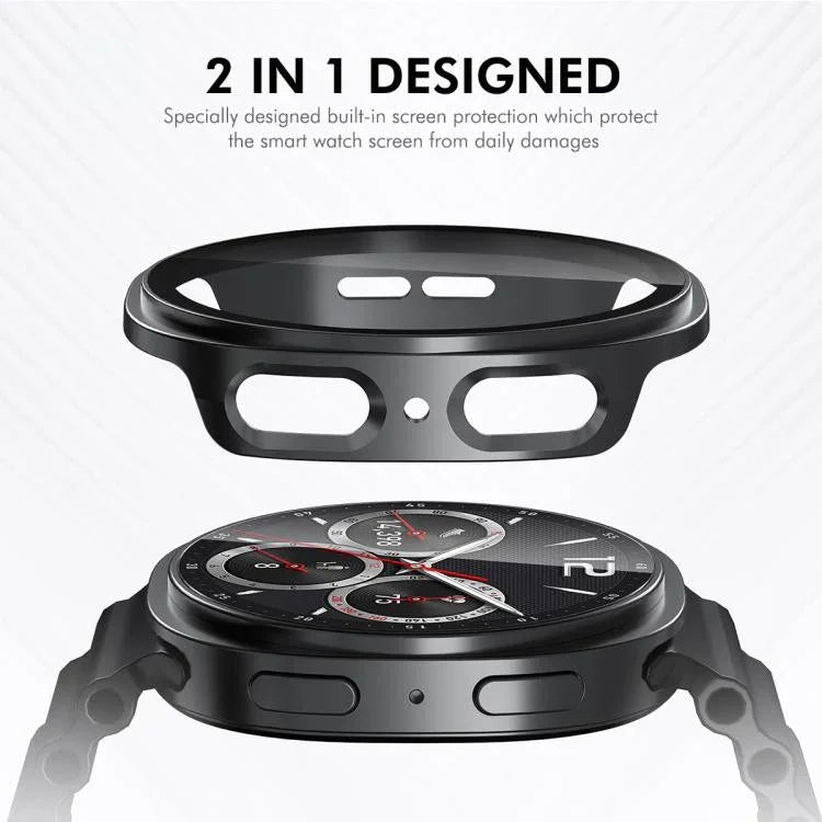ENKAY Hat-Prince フルカバレッジ 強化ガラスフィルム 一体型PCウォッチケース、Samsung Galaxy Watch8 44mm用、Samsung Galaxy Watch8 40mm用