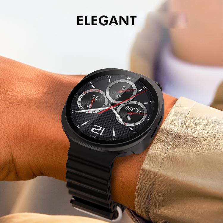 ENKAY Hat-Prince フルカバレッジ 強化ガラスフィルム 一体型PCウォッチケース、Samsung Galaxy Watch8 44mm用、Samsung Galaxy Watch8 40mm用