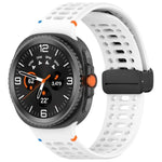 マグネットブラックバックル 通気性ステッチ入りシリコンウォッチバンド、Samsung Galaxy Watch8 / Watch8 Classic用