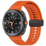 マグネットブラックバックル 通気性ステッチ入りシリコンウォッチバンド、Samsung Galaxy Watch8 / Watch8 Classic用