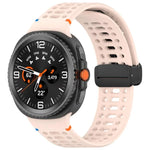 マグネットブラックバックル 通気性ステッチ入りシリコンウォッチバンド、Samsung Galaxy Watch8 / Watch8 Classic用