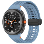 マグネットブラックバックル 通気性ステッチ入りシリコンウォッチバンド、Samsung Galaxy Watch8 / Watch8 Classic用