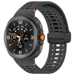 マグネットブラックバックル 通気性ステッチ入りシリコンウォッチバンド、Samsung Galaxy Watch8 / Watch8 Classic用