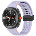 マグネットブラックバックル 通気性ステッチ入りシリコンウォッチバンド、Samsung Galaxy Watch8 / Watch8 Classic用