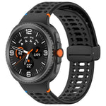 マグネットブラックバックル 通気性ステッチ入りシリコンウォッチバンド、Samsung Galaxy Watch8 / Watch8 Classic用