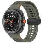 マグネットブラックバックル 通気性ステッチ入りシリコンウォッチバンド、Samsung Galaxy Watch8 / Watch8 Classic用