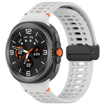 マグネットブラックバックル 通気性ステッチ入りシリコンウォッチバンド、Samsung Galaxy Watch8 / Watch8 Classic用