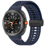マグネットブラックバックル 通気性ステッチ入りシリコンウォッチバンド、Samsung Galaxy Watch8 / Watch8 Classic用
