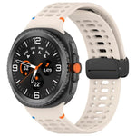 マグネットブラックバックル 通気性ステッチ入りシリコンウォッチバンド、Samsung Galaxy Watch8 / Watch8 Classic用