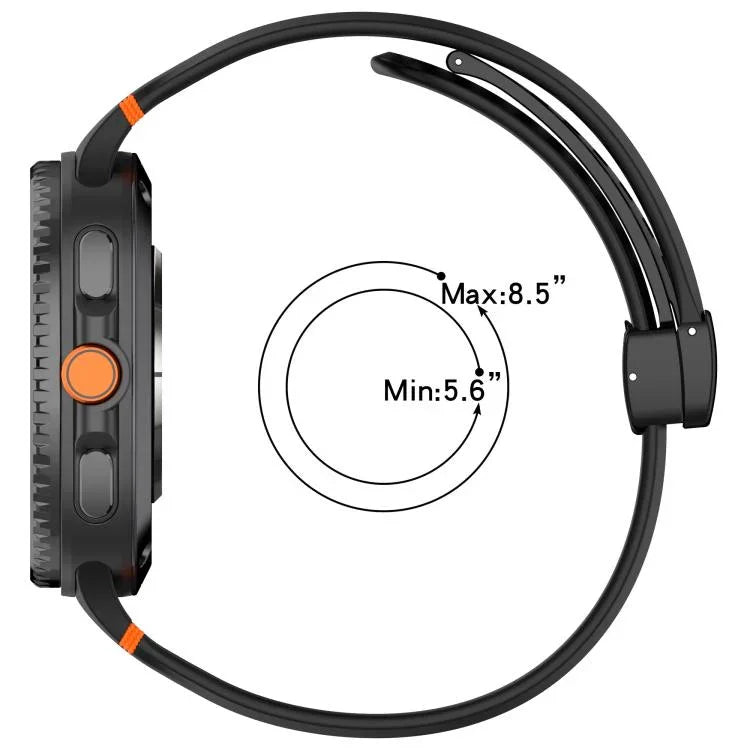マグネットブラックバックル 通気性ステッチ入りシリコンウォッチバンド、Samsung Galaxy Watch8 / Watch8 Classic用