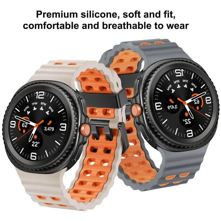 オーシャンスタイル クイックリリースバックル ツートンカラーシリコンウォッチバンド、Samsung Galaxy Watch8 / Watch8 Classic用