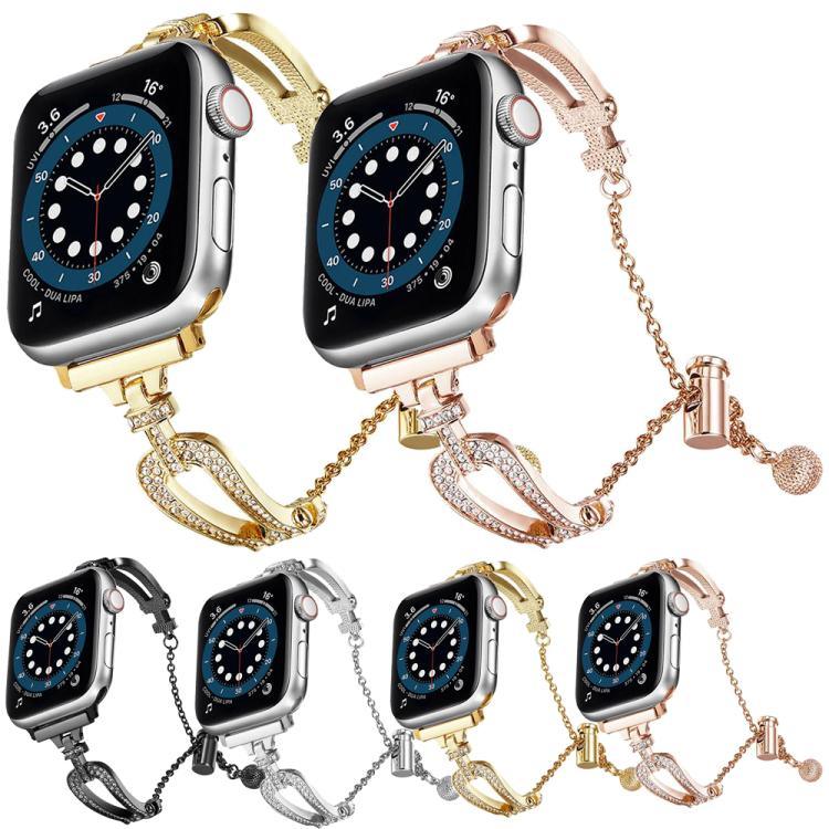 U字型ダイヤモンドブレスレット亜鉛合金ウォッチバンド、Apple Watch 46mm / 49mm / 45mm / 44mm用、Apple Watch 42mm / 41mm / 40mm / 38mm用
