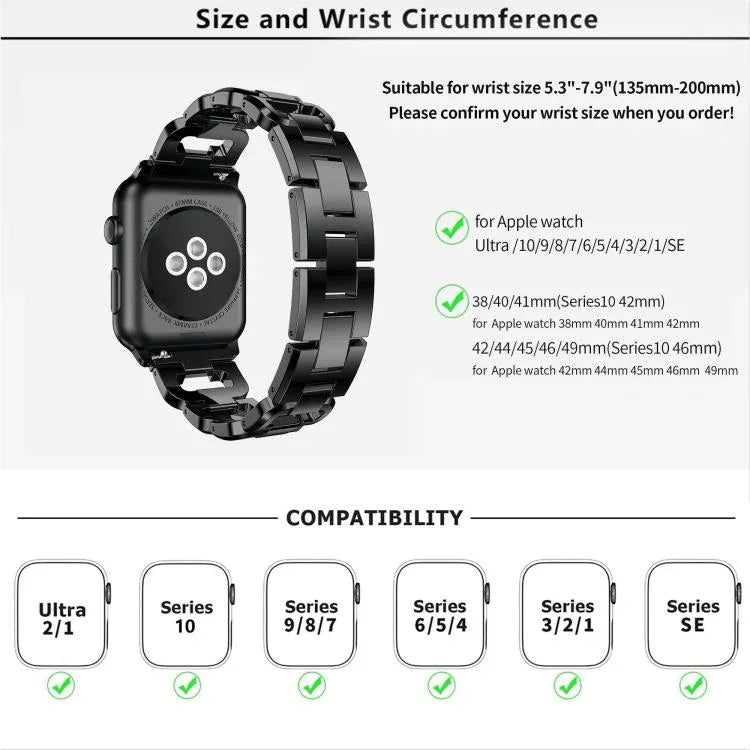 スクエアダイヤモンド亜鉛合金ウォッチバンド、Apple Watch 46mm / 49mm / 45mm / 44mm用、Apple Watch 42mm / 41mm / 40mm / 38mm用