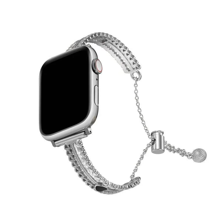 ホワイトストーンラブブレスレット亜鉛合金ウォッチバンド、Apple Watch 46mm / 49mm / 45mm / 44mm用、Apple Watch 42mm / 41mm / 40mm / 38mm用