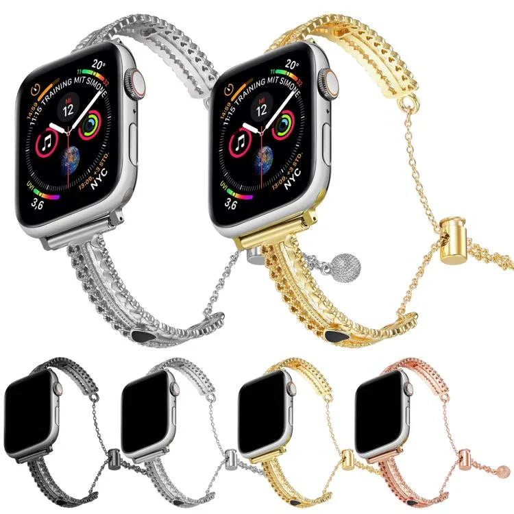 ホワイトストーンラブブレスレット亜鉛合金ウォッチバンド、Apple Watch 46mm / 49mm / 45mm / 44mm用、Apple Watch 42mm / 41mm / 40mm / 38mm用