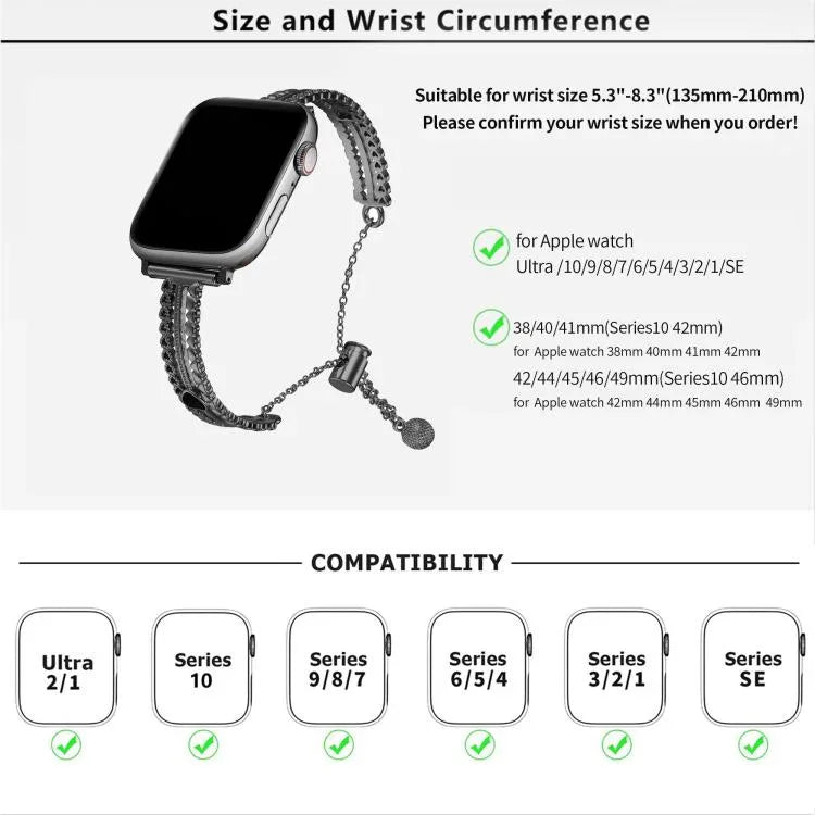 ホワイトストーンラブブレスレット亜鉛合金ウォッチバンド、Apple Watch 46mm / 49mm / 45mm / 44mm用、Apple Watch 42mm / 41mm / 40mm / 38mm用