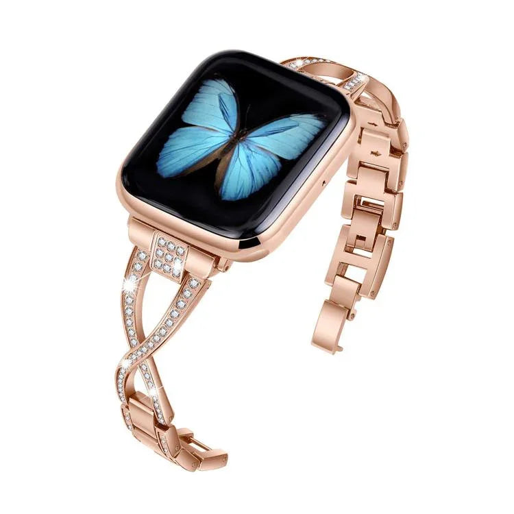 クロスダイヤモンド亜鉛合金ウォッチバンド、Apple Watch 46mm / 49mm / 45mm / 44mm用、Apple Watch 42mm / 41mm / 40mm / 38mm用