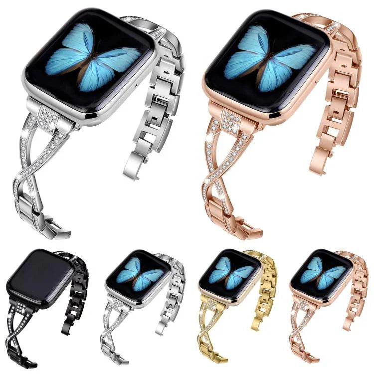 クロスダイヤモンド亜鉛合金ウォッチバンド、Apple Watch 46mm / 49mm / 45mm / 44mm用、Apple Watch 42mm / 41mm / 40mm / 38mm用
