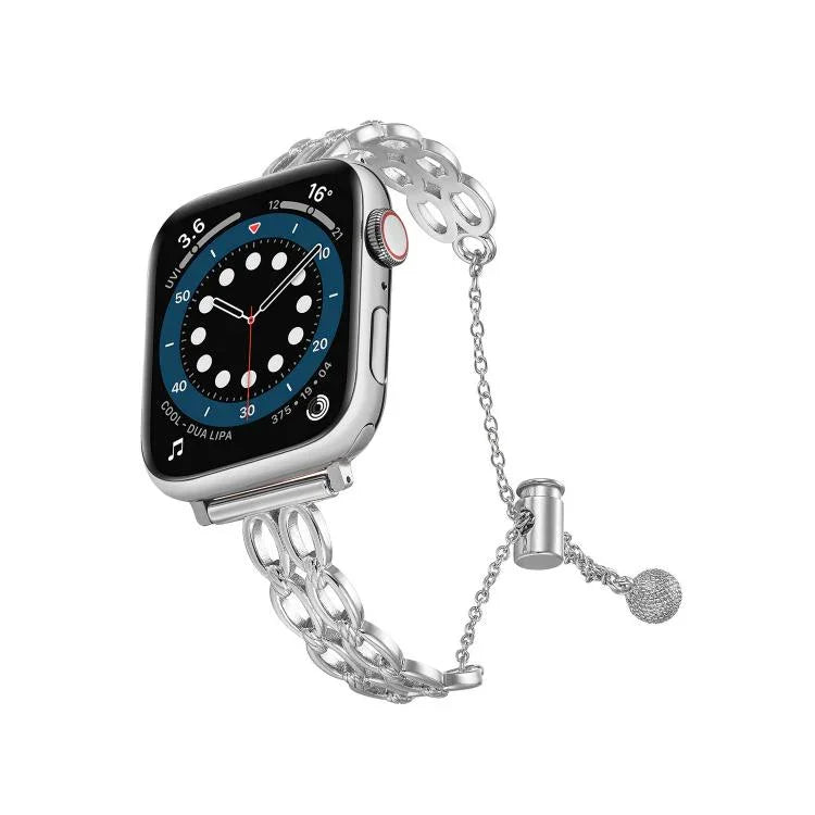 ダブルリングチェーン亜鉛合金ウォッチバンド、Apple Watch 46mm / 49mm / 45mm / 44mm用、Apple Watch 42mm / 41mm / 40mm / 38mm用