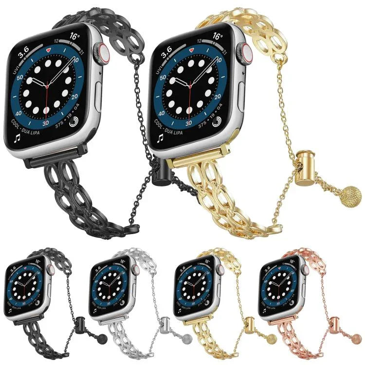 ダブルリングチェーン亜鉛合金ウォッチバンド、Apple Watch 46mm / 49mm / 45mm / 44mm用、Apple Watch 42mm / 41mm / 40mm / 38mm用