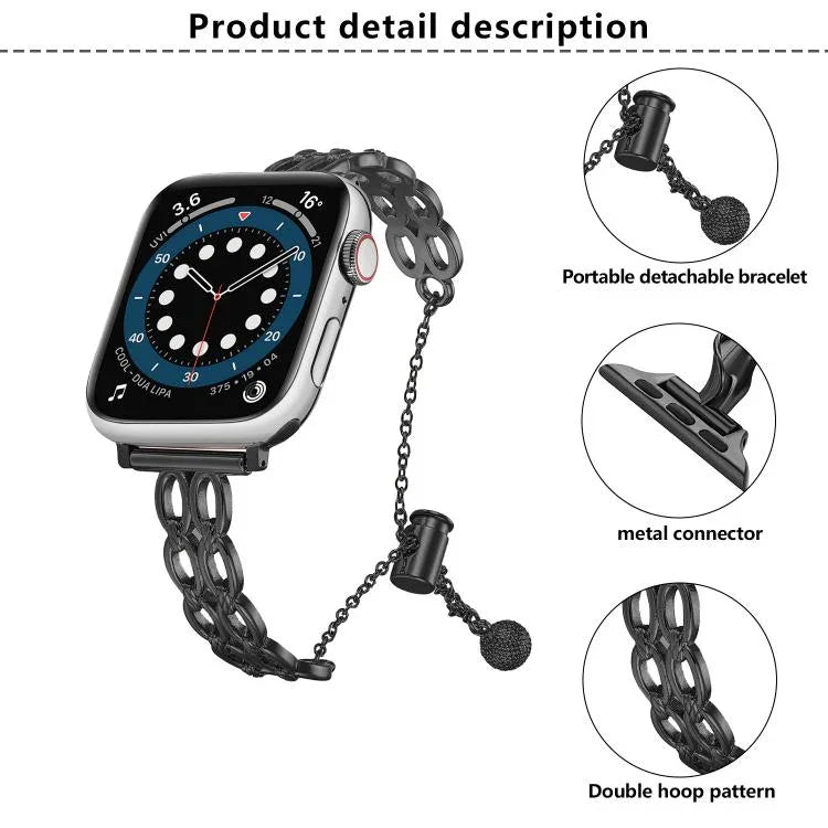 ダブルリングチェーン亜鉛合金ウォッチバンド、Apple Watch 46mm / 49mm / 45mm / 44mm用、Apple Watch 42mm / 41mm / 40mm / 38mm用