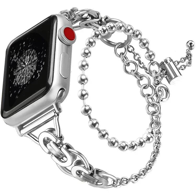 ダブルサークルビーズチェーン亜鉛合金ウォッチバンド、Apple Watch 46mm / 49mm / 45mm / 44mm用、Apple Watch 42mm / 41mm / 40mm / 38mm用