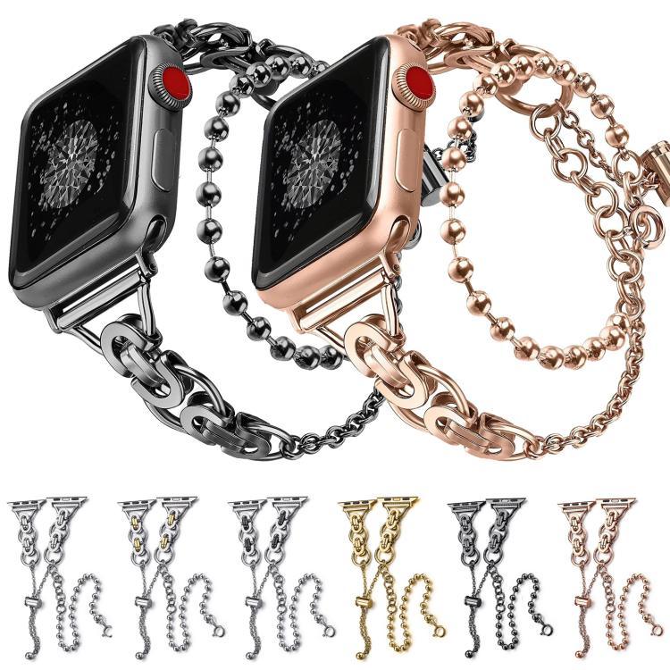 ダブルサークルビーズチェーン亜鉛合金ウォッチバンド、Apple Watch 46mm / 49mm / 45mm / 44mm用、Apple Watch 42mm / 41mm / 40mm / 38mm用