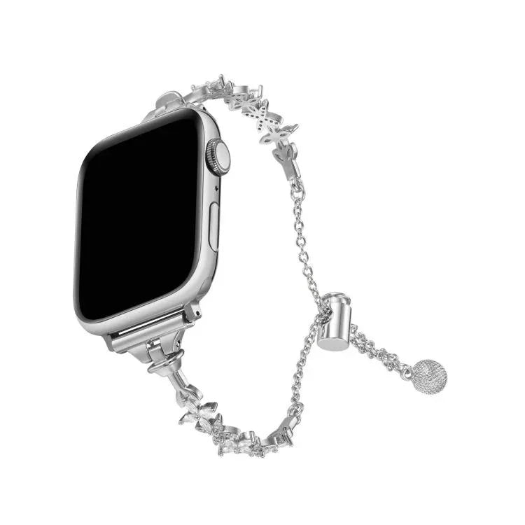 四つ葉のクローバーダイヤモンド亜鉛合金ウォッチバンド、Apple Watch 46mm / 49mm / 45mm / 44mm用、Apple Watch 42mm / 41mm / 40mm / 38mm用