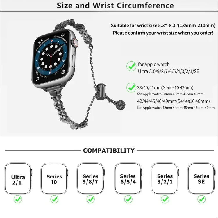 ウィングクラッシュダイヤモンド亜鉛合金ウォッチバンド、Apple Watch 46mm / 49mm / 45mm / 44mm用、Apple Watch 42mm / 41mm / 40mm / 38mm用