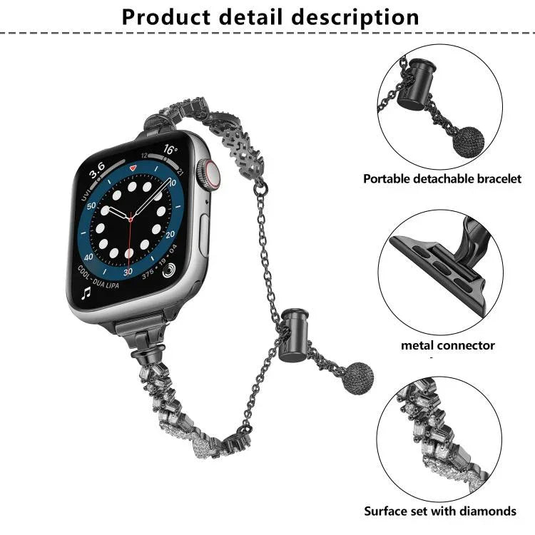 ウィングクラッシュダイヤモンド亜鉛合金ウォッチバンド、Apple Watch 46mm / 49mm / 45mm / 44mm用、Apple Watch 42mm / 41mm / 40mm / 38mm用