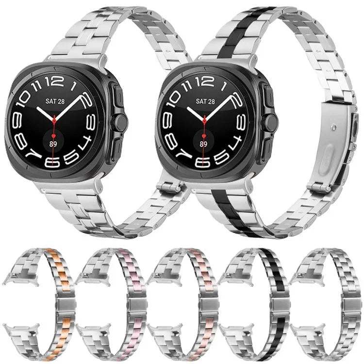 スリービーズ スリムステンレススチールウォッチバンド、Samsung Galaxy Watch Ultra 47mm / Ultra 2025用