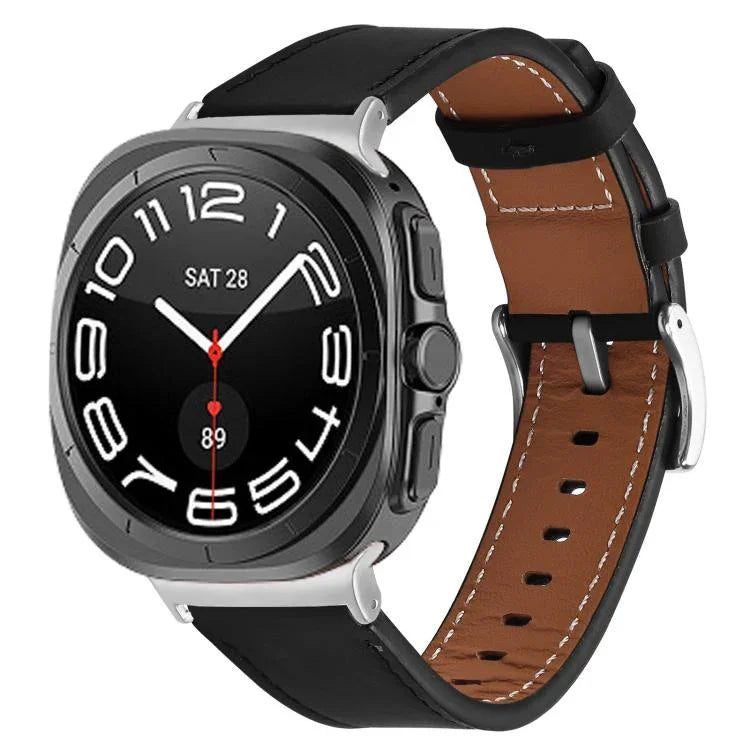シルバーバックル ナッパ本革ウォッチバンド、Samsung Galaxy Watch Ultra 47mm / Ultra 2025用
