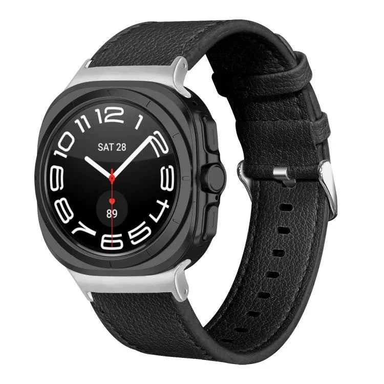 両面ライチ本革ウォッチバンド、Samsung Galaxy Watch Ultra 47mm / Ultra 2025用