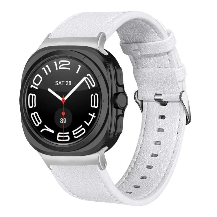 両面ライチ本革ウォッチバンド、Samsung Galaxy Watch Ultra 47mm / Ultra 2025用