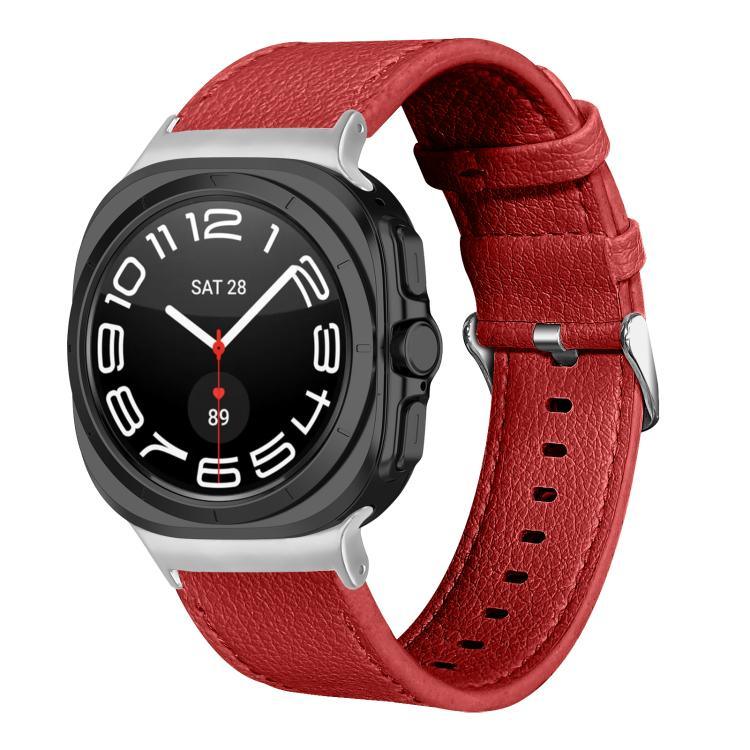 両面ライチ本革ウォッチバンド、Samsung Galaxy Watch Ultra 47mm / Ultra 2025用